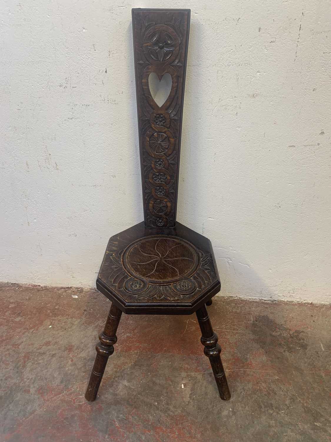 Lot 3270 - A Victorian carved oak spinning chair, height...
