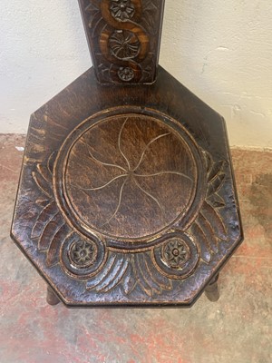 Lot 3270 - A Victorian carved oak spinning chair, height...