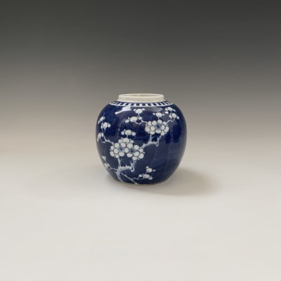 Lot 168 - Three Chinese blue and white prunus pattern...