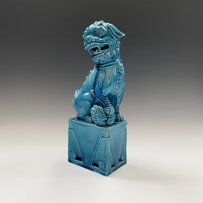 Lot 170 - A large Chinese turquoise porcelain dog of fo,...