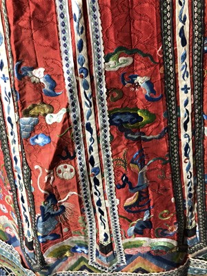 Lot 41 - A Chinese silk embroidered skirt, Qing Period,...