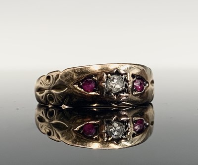 Lot 763 - A Victorian style Chester 15ct gold ring set a...