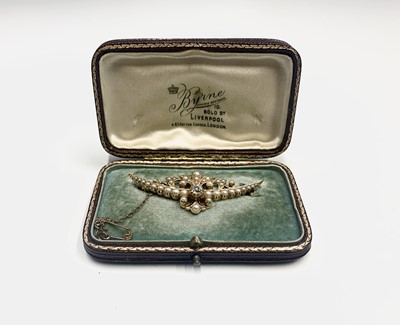 Lot 546 - A good Victorian pearl and diamond brooch in...