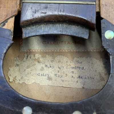 Lot 313 - An Indian eight string mandolin, labelled for...