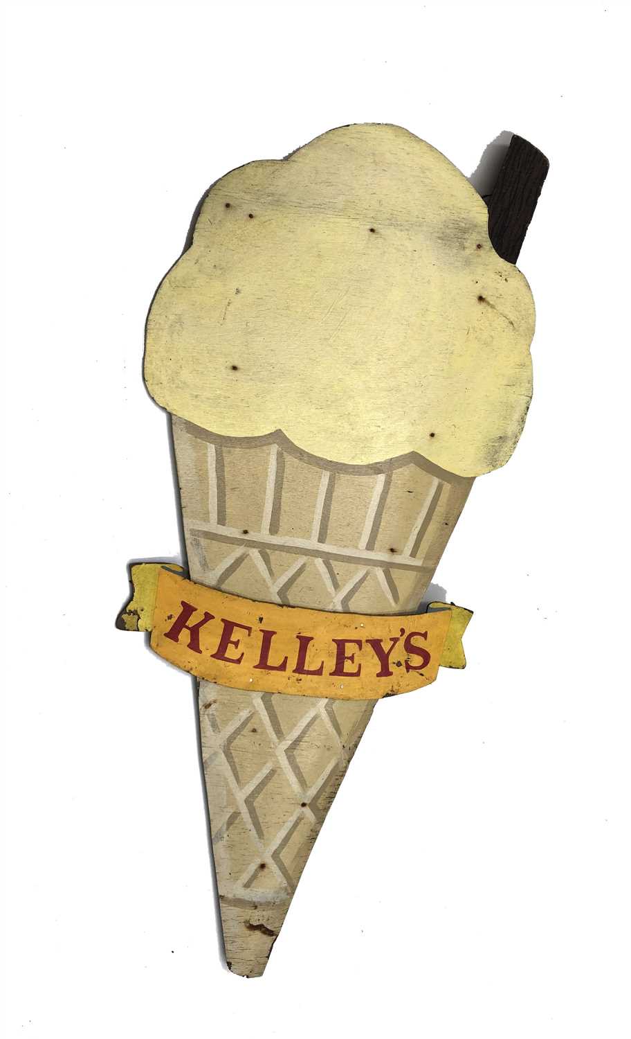 Lot 16 - A hand painted wooden Kelley's ice cream sign,...