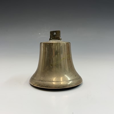 Lot 596 - A brass bell, height 14cm overall, a near pair...