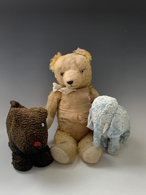 Lot 769 - Teddy Bear, Elephant & Dog - A playworn teddy...