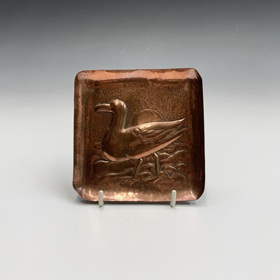 Lot 370 - A Newlyn Industrial Class copper pin tray,...