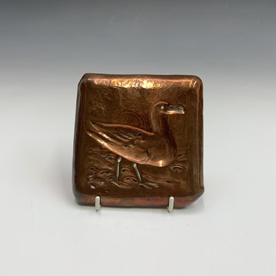Lot 370 - A Newlyn Industrial Class copper pin tray,...