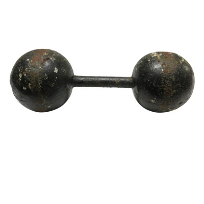 Lot 186 - An early iron dumbbell, width 40cm.