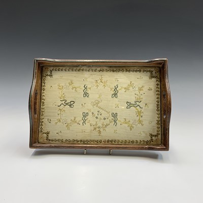 Lot 2807 - A late 19th/early 20th century silk panel,...