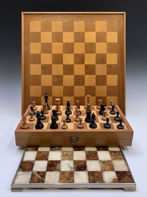 Lot 336 - A Staunton type boxwood and ebony chess set,...