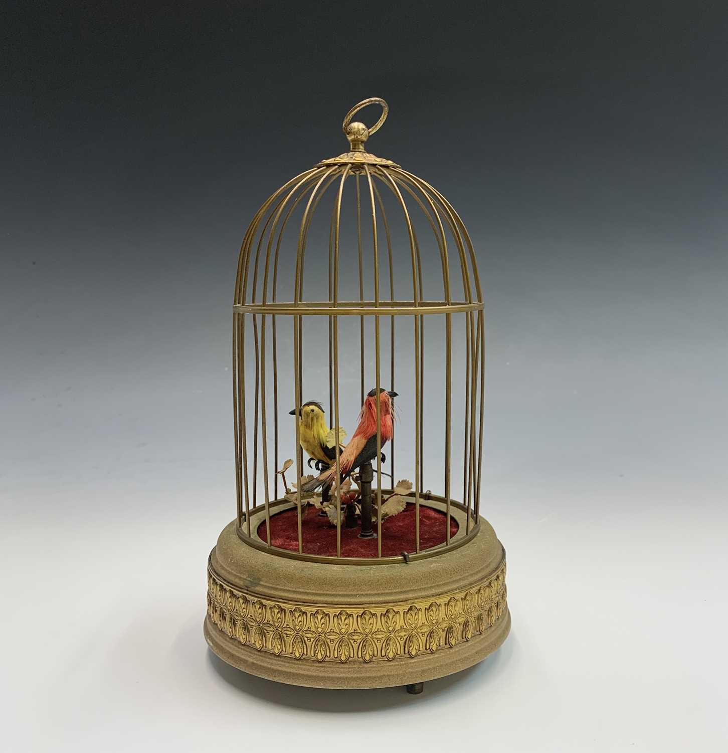 Lot 345 - A brass singing bird musical box, probably