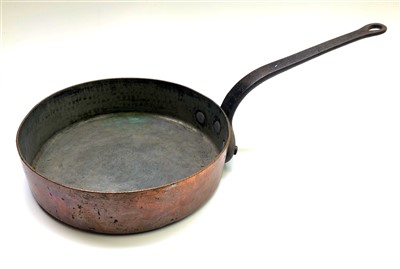 Lot 191 - A large Victorian copper frying pan, diameter...