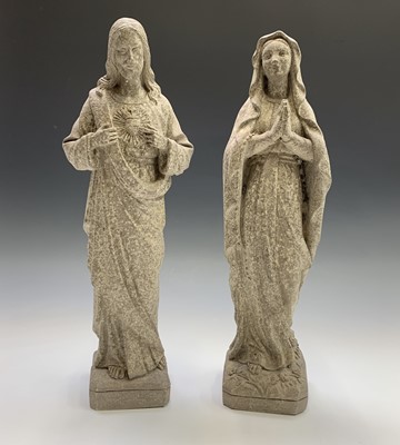 Lot 355 - A pair of religious moulded plaster figures,...