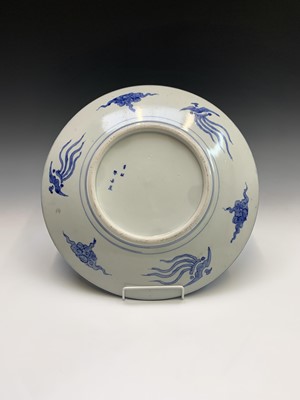 Lot 248 - A pair of Japanese blue and white chargers,...