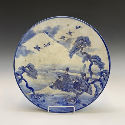 Lot 248 - A pair of Japanese blue and white chargers,...