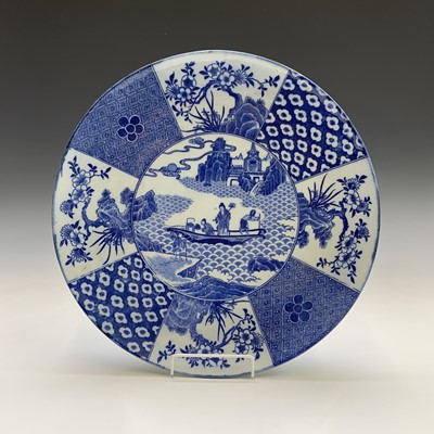 Lot 248 - A pair of Japanese blue and white chargers,...