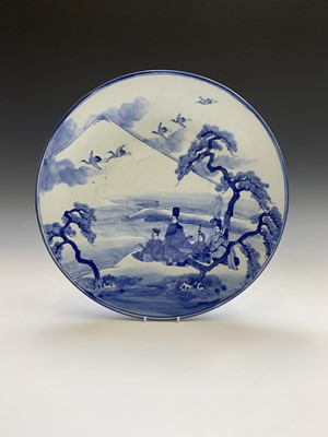 Lot 248 - A pair of Japanese blue and white chargers,...