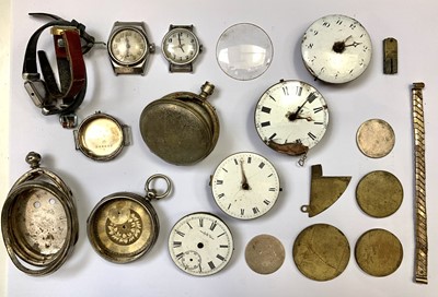 Lot 835 - Silver watch cases 96gm, watch movements etc.