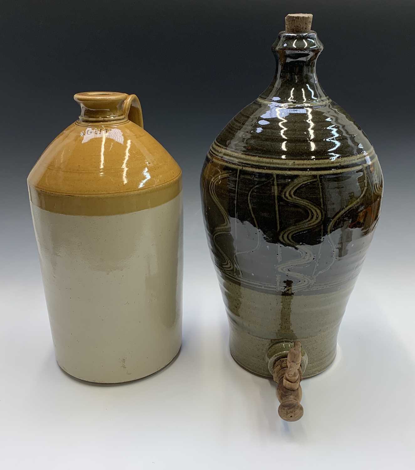 Lot 983 A studio pottery cider jar with sgraffito