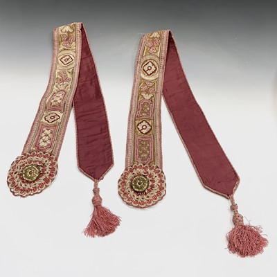 Lot 2837 - A pair of Victorian gilt metal and embroidered...