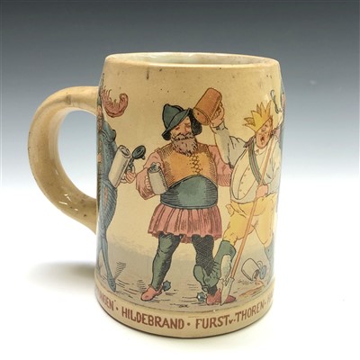 Lot 950 - A German pottery Stein, printed and hand...