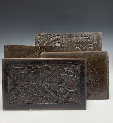 Lot 628 - A 17th century oak panel carved with a...