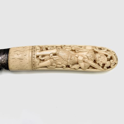 Lot 411 - A Burmese ivory handled carving set, late 19th...