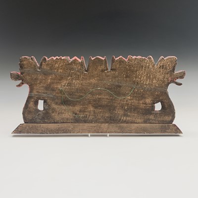 Lot 419 - A Thai gilded carved wood panel, 22 x 51cm.