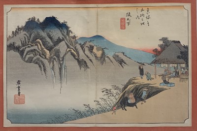 Lot 332 - A Japanese woodblock print, Hiroshige, 23.5 x...