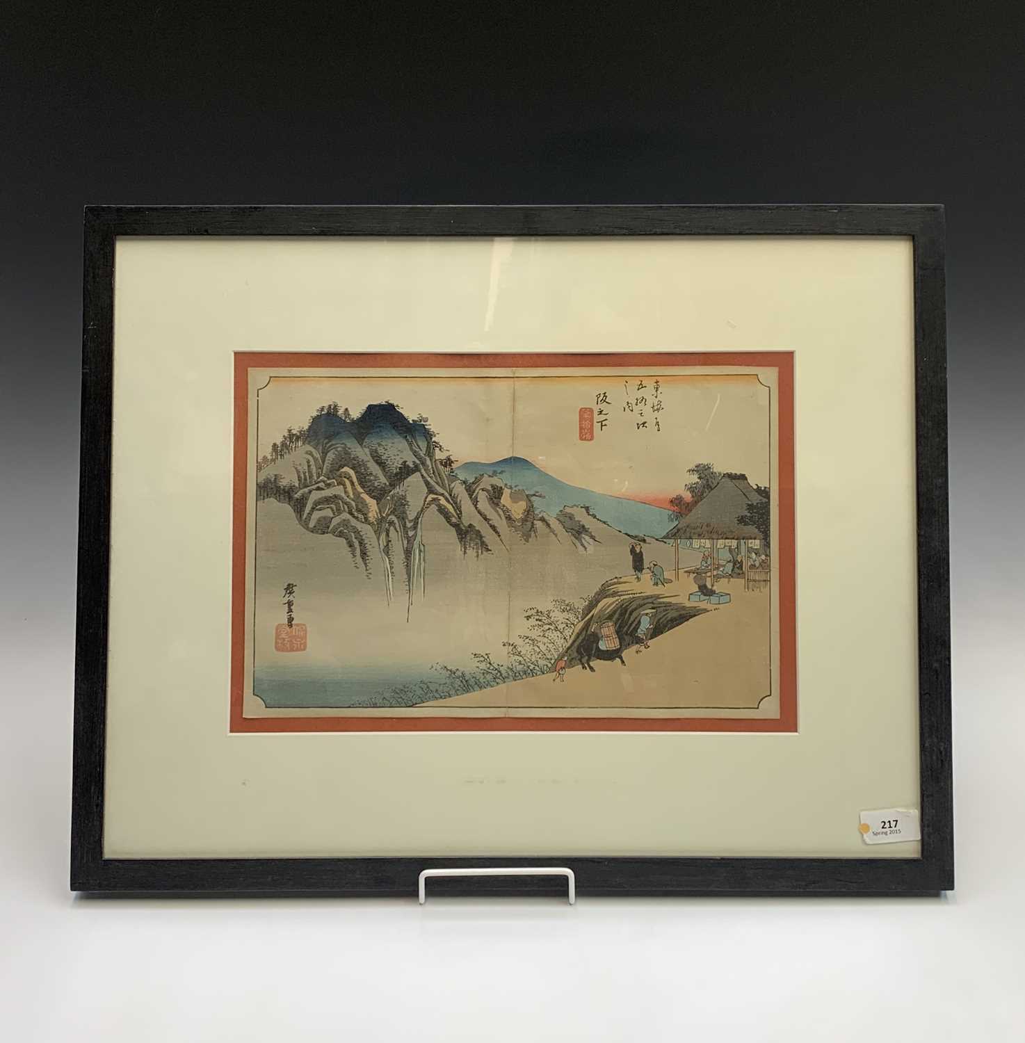 Lot 332 - A Japanese woodblock print, Hiroshige, 23.5 x...