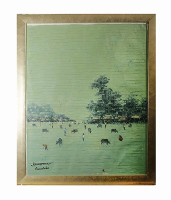 Lot 115 - Keo Sopheap, Cambodia, oil painting, cattle...