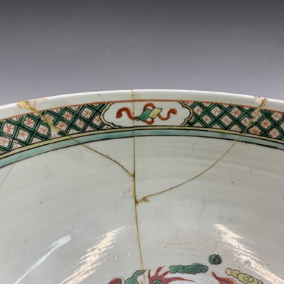 Lot 340 - A large Chinese famille verte porcelain bowl,...