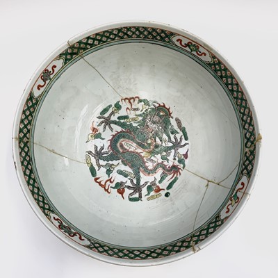 Lot 340 - A large Chinese famille verte porcelain bowl,...