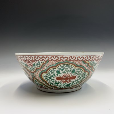 Lot 340 - A large Chinese famille verte porcelain bowl,...