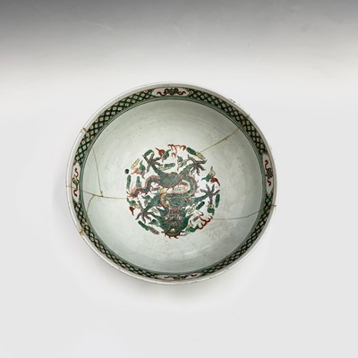 Lot 340 - A large Chinese famille verte porcelain bowl,...