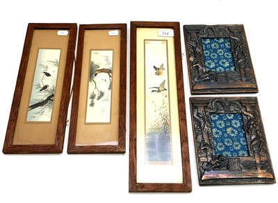 Lot 712 - Three Japanese watercolours of birds and a...