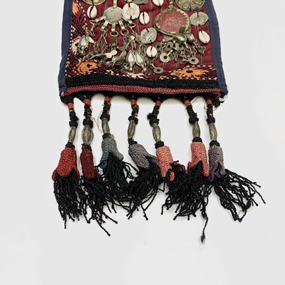 Lot 433 - A Central Asian headdress, with metal mounts...