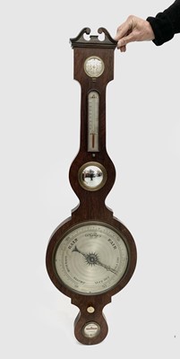 Lot 2912 - A Victorian rosewood wheel barometer with...