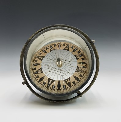 Lot 485 - A marine dry card compass, paper card...
