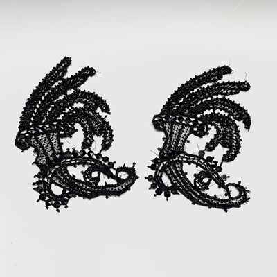 Lot 2817 - Two Victorian jet applique pieces, 22.5cm x 13cm.