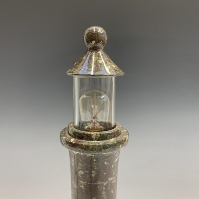Lot 501 - A Cornish serpentine table lamp, modelled as a...