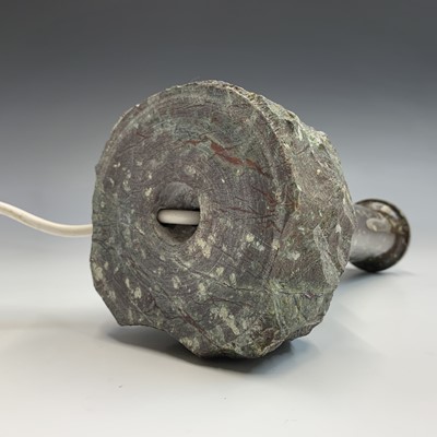 Lot 501 - A Cornish serpentine table lamp, modelled as a...