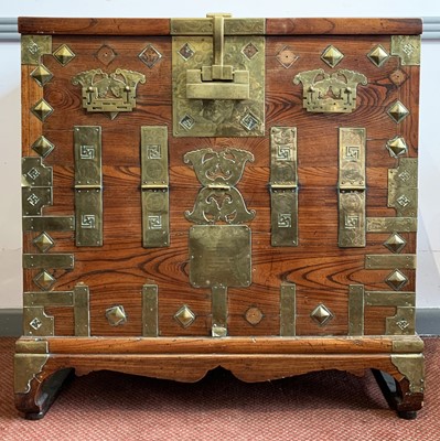 Lot 100 - A Chinese elm chest, late 18th/early 19th...