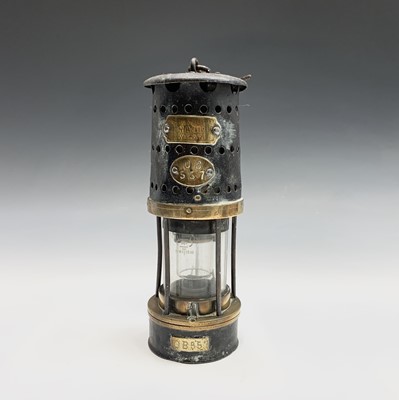 Lot 527 - A brass mounted miner's lamp, by Naylor, Wigan,...