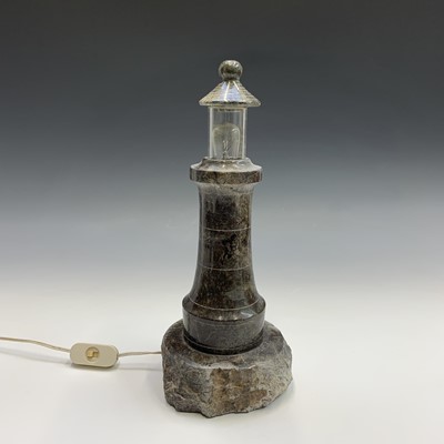 Lot 532 - A Cornish serpentine table lamp, modelled as a...