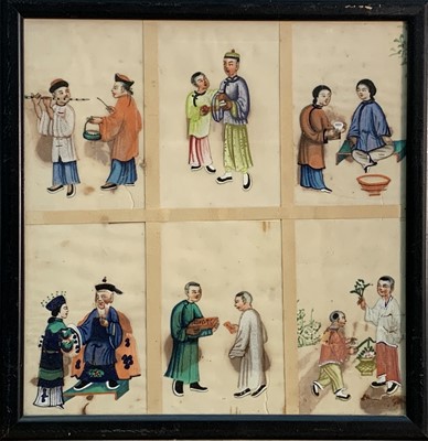 Lot 137 - A set of six Chinese rice paper paintings,...