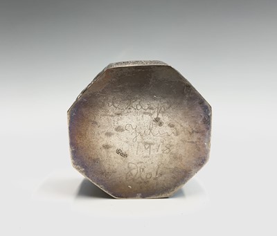 Lot 91 - A Chinese silver octagonal box, with foliate...