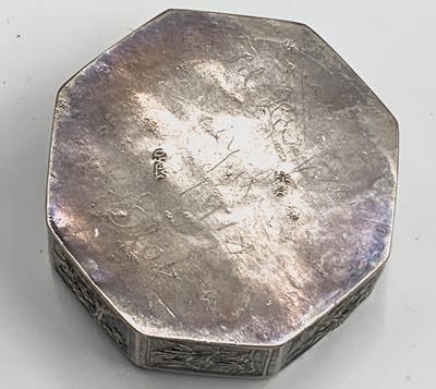Lot 91 - A Chinese silver octagonal box, with foliate...